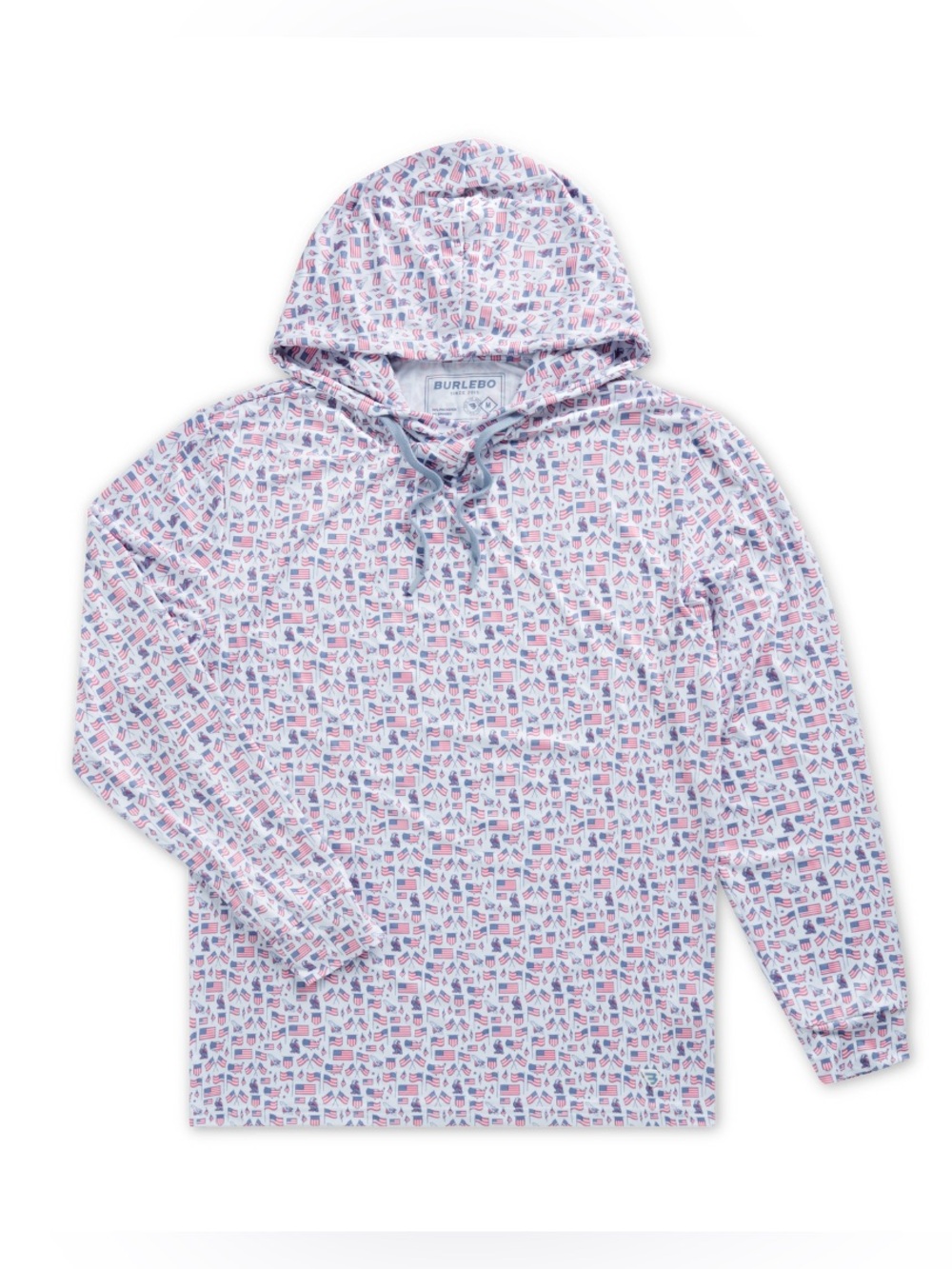 NWT Burlebo Men's Performance Hoodie Old Glory Red White Blue